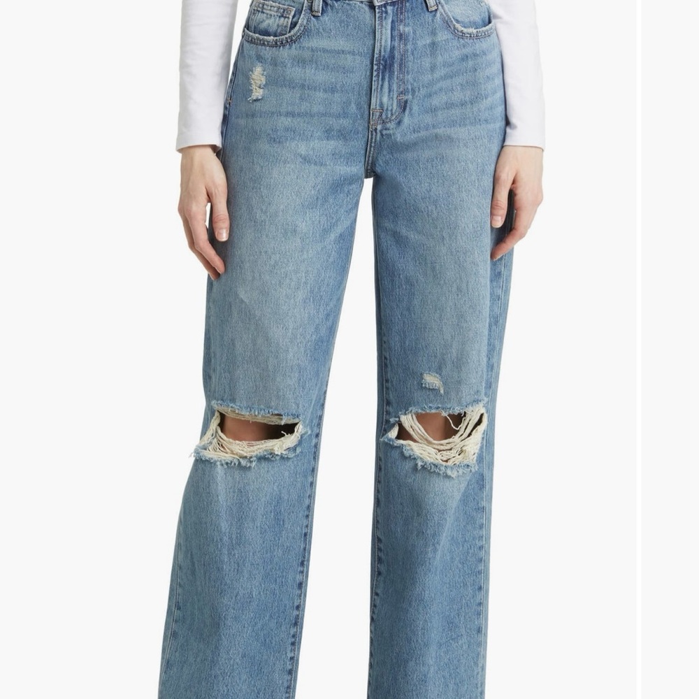 BP Light Blue Distressed Wide Leg Jeans